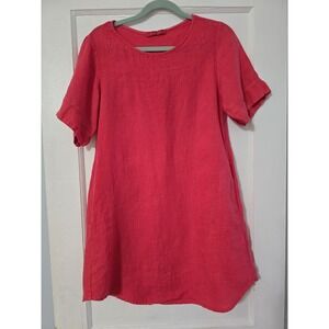 Cut Loose Linen Made In USA Pockets Woven Dress In Pink Women's Size XS Runs Big